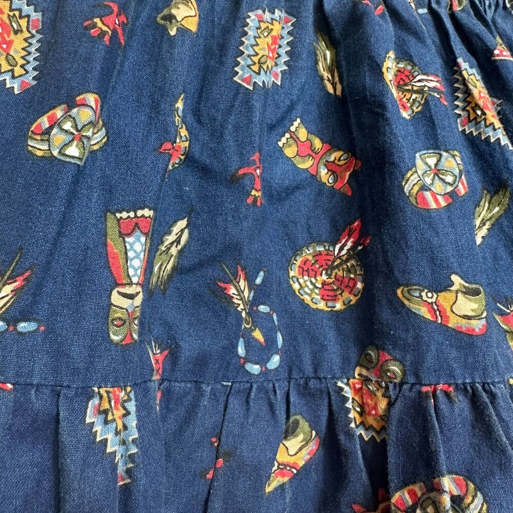 Vintage KWBL Los Angeles Navy Southwestern Cowgirl Tiered Maxi Skirt - Women L - Picture 2 of 5